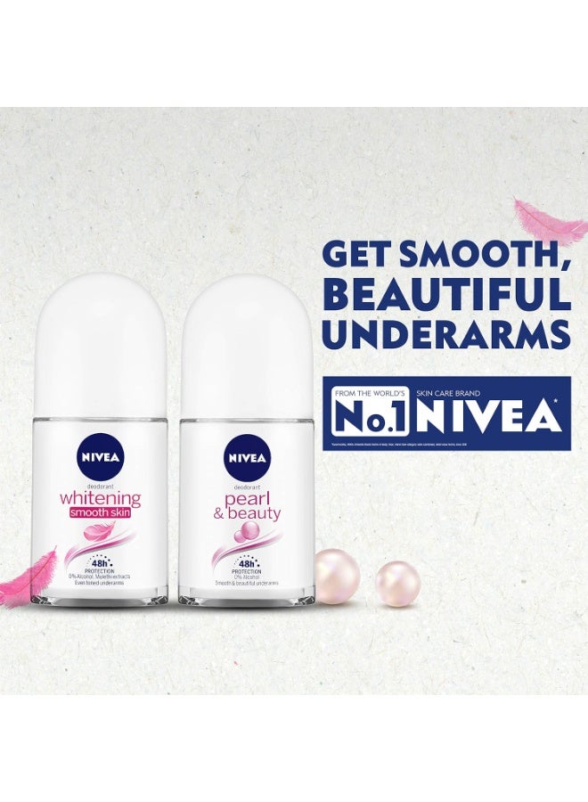 نيفيا مزيل عرق نيفيا رول أون، لتفتيح البشرة وتنعيمها، بنكهة اللؤلؤ والجمال (عبوة من قطعتين) - في علبة نيفيا صديقة للبيئة | للنساء | لبشرة ناعمة تحت الإبطين وحماية تدوم 48 ساعة، 100 مل - Image 2